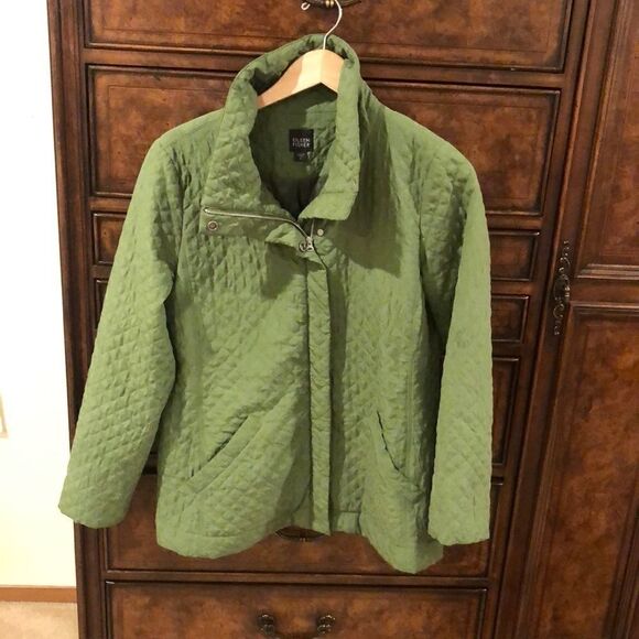 Eileen Fisher Jackets & Blazers - Eileen Fisher green silk zip up jacket